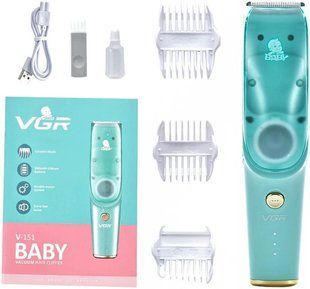 Машинка для стрижки дітей та немовлят VGR Baby V-151, Бездротовий тример 3 насадки з витяжкою 239V-151 фото