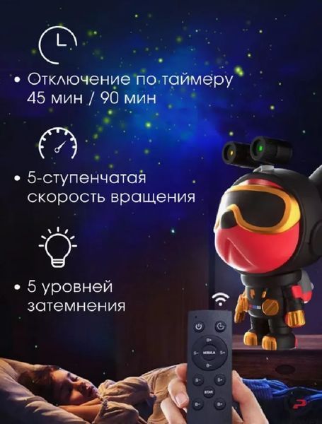 Ночник проектор звездное небо CASTLELADY собака серая космонавт ROBOT DOG G9231 фото
