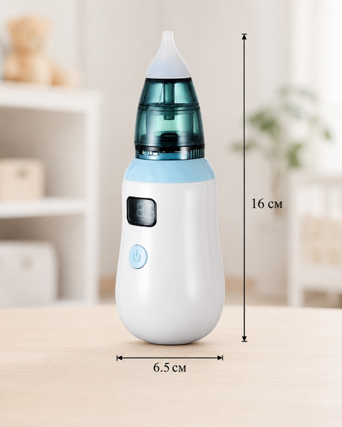 Аспіратор дитячий акумуляторний 2-в-1 BABY NOSE з LED-дисплеєм та регулятором потужності (WO-19) MU878787 фото