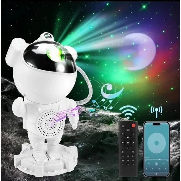 Ночник проектор звездного неба Астронавт с Bluetooth колонкой Sky Star Astronaut Bambi ZZ-202 44091072 фото