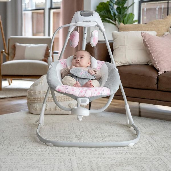 Электронные качели / Детские качели-шезлонг Ingenuity SimpleComfort 2в1 / Укачивающий центр для детей 6 скоростей 5094801 фото