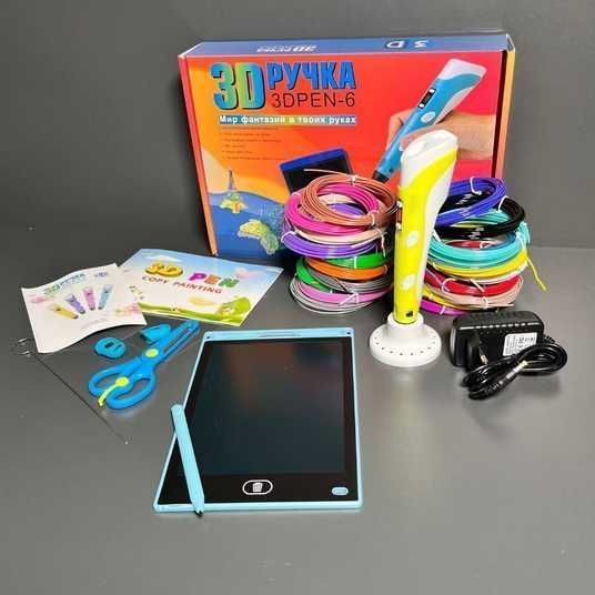 Набор для творчества 3D ручка 3D Pen-6 c LCD дисплеем + графический планшет + трафареты + 100 м пластика в комплекте M15846 фото