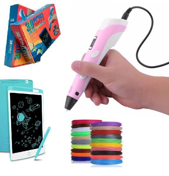 Набор для творчества 3D ручка 3D Pen-6 c LCD дисплеем + графический планшет + трафареты + 100 м пластика в комплекте M15846 фото