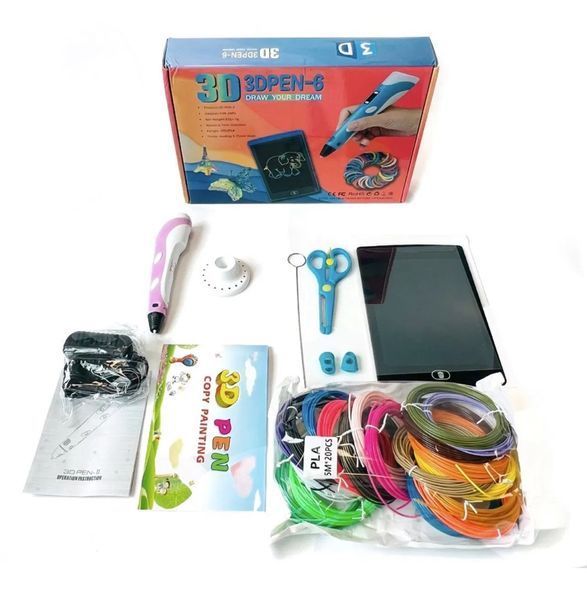 Набор для творчества 3D ручка 3D Pen-6 c LCD дисплеем + графический планшет + трафареты + 100 м пластика в комплекте M15846 фото