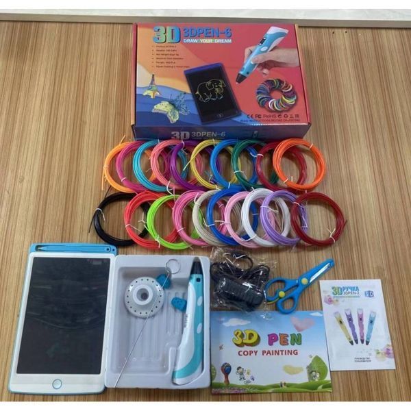Набор для творчества 3D ручка 3D Pen-6 c LCD дисплеем + графический планшет + трафареты + 100 м пластика в комплекте M15846 фото
