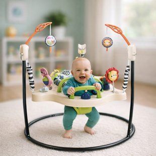 Детский игровой центр Fisher-Price Jumperoo с подсветкой и звуком / Развивающий игровой джемпер Бежевый 5094773/1 фото