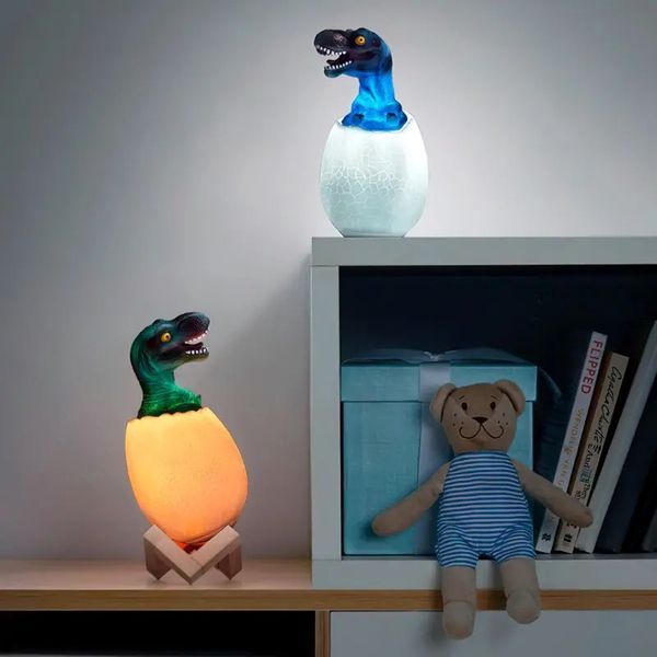 Детский светильник SUNROZ 3D Dinosaur Lamp лампа-ночник "Динозаврик в яйце" с пультом ДУ 205000000 фото