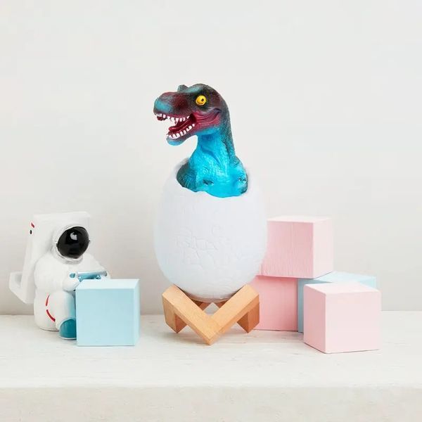 Детский светильник SUNROZ 3D Dinosaur Lamp лампа-ночник "Динозаврик в яйце" с пультом ДУ 205000000 фото