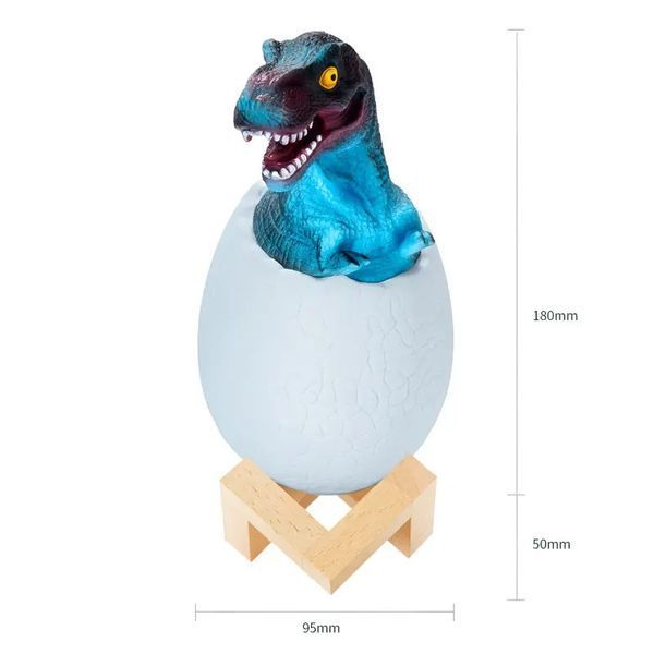 Детский светильник SUNROZ 3D Dinosaur Lamp лампа-ночник "Динозаврик в яйце" с пультом ДУ 205000000 фото