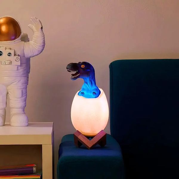 Детский светильник SUNROZ 3D Dinosaur Lamp лампа-ночник "Динозаврик в яйце" с пультом ДУ 205000000 фото