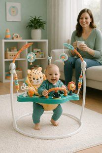 Детский игровой центр Fisher-Price Jumperoo с подсветкой и звуком / Развивающий игровой джемпер Зеленый 5094773/2 фото