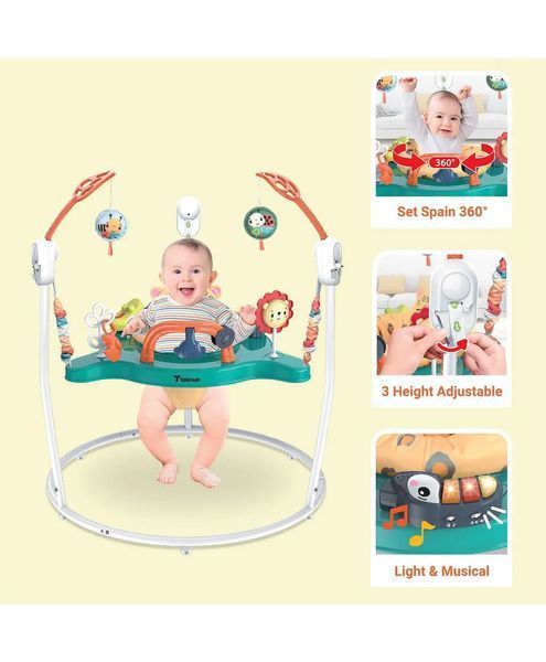 Детский игровой центр Fisher-Price Jumperoo с подсветкой и звуком / Развивающий игровой джемпер Зеленый 5094773/2 фото