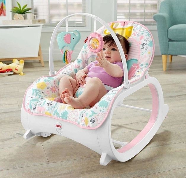 Дитяче крісло-гойдалка Fisher Price / Дитячий шезлонг з музичною підвіскою та регульованою спинкою 5094769 фото